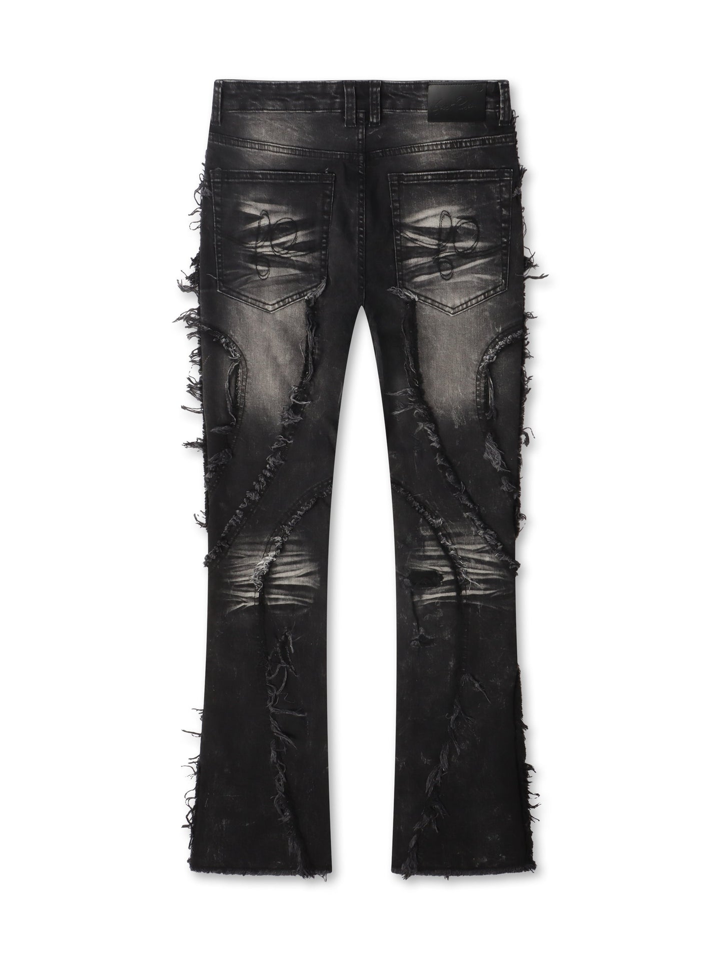 Frost Originals Distressed Rhinestone Stacked Jeans - Black Wash Denim Exchange