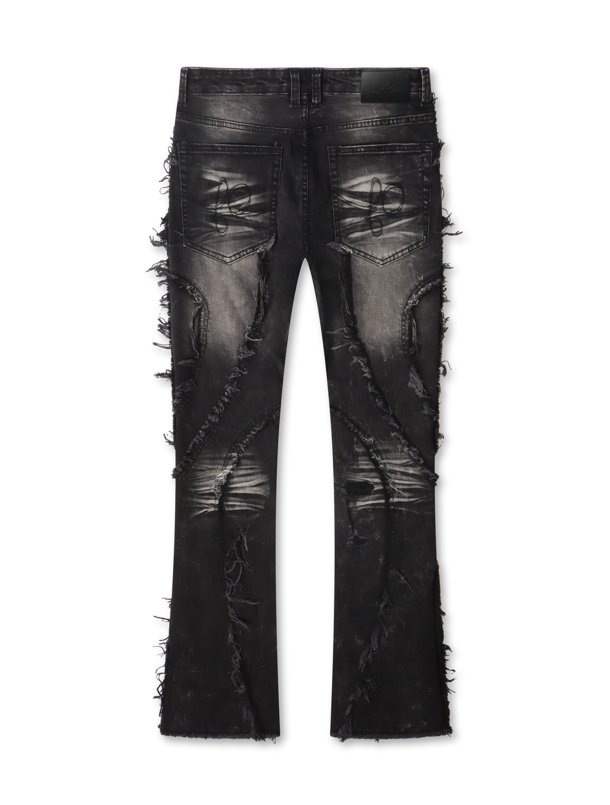 Frost Originals Distressed Rhinestone Stacked Jeans - Black Wash Denim Exchange