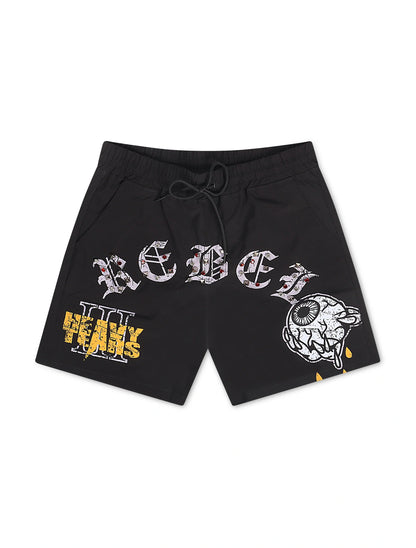 Rebel Minds Heavy Tears Rhinestone Shorts - Black Denim Exchange