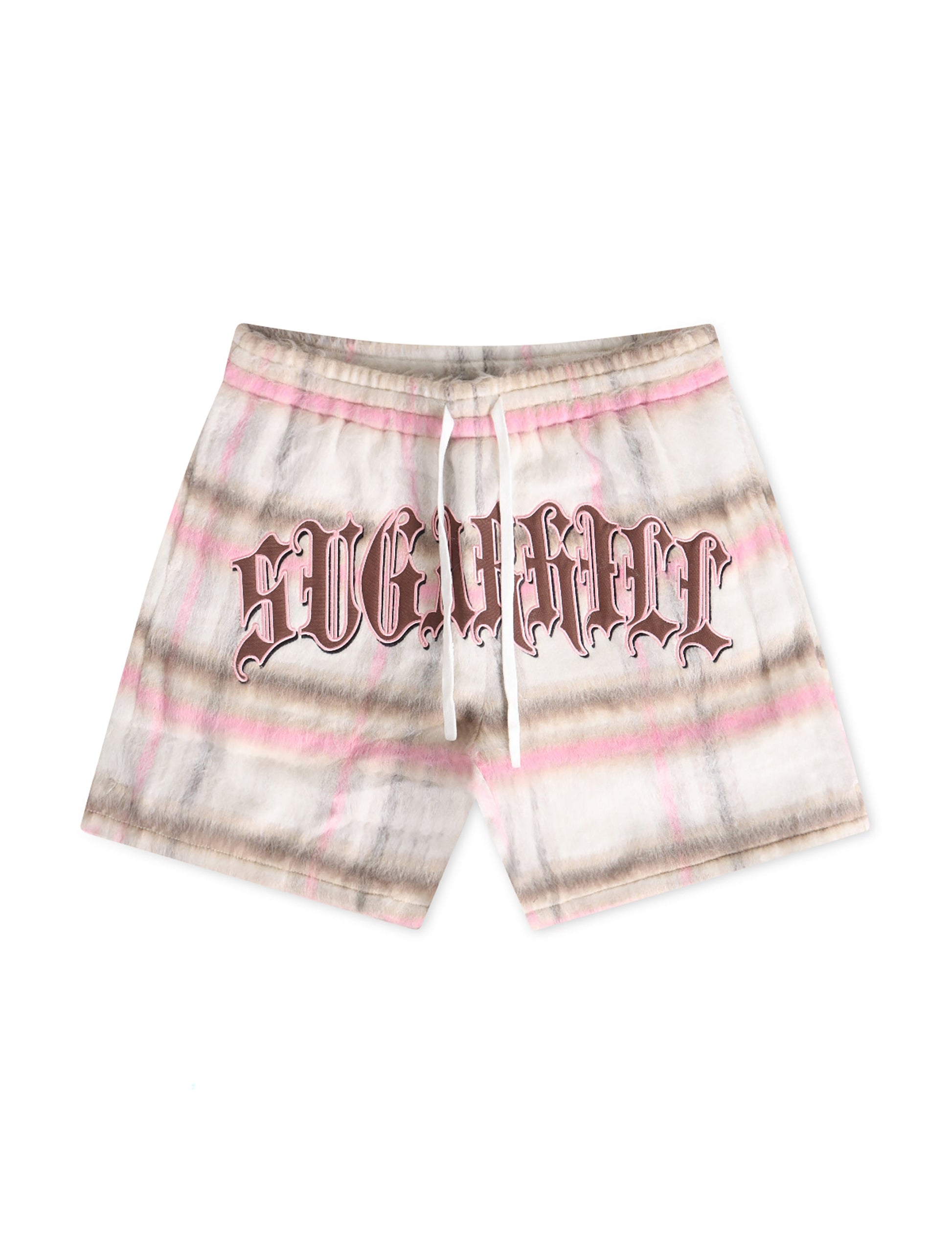 Sugarhill Tudor Mohair Shorts - Pink Plaid Denim Exchange
