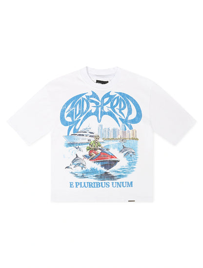 Godspeed GMYC Wave Runner Boxy Tee - White Denim Exchange