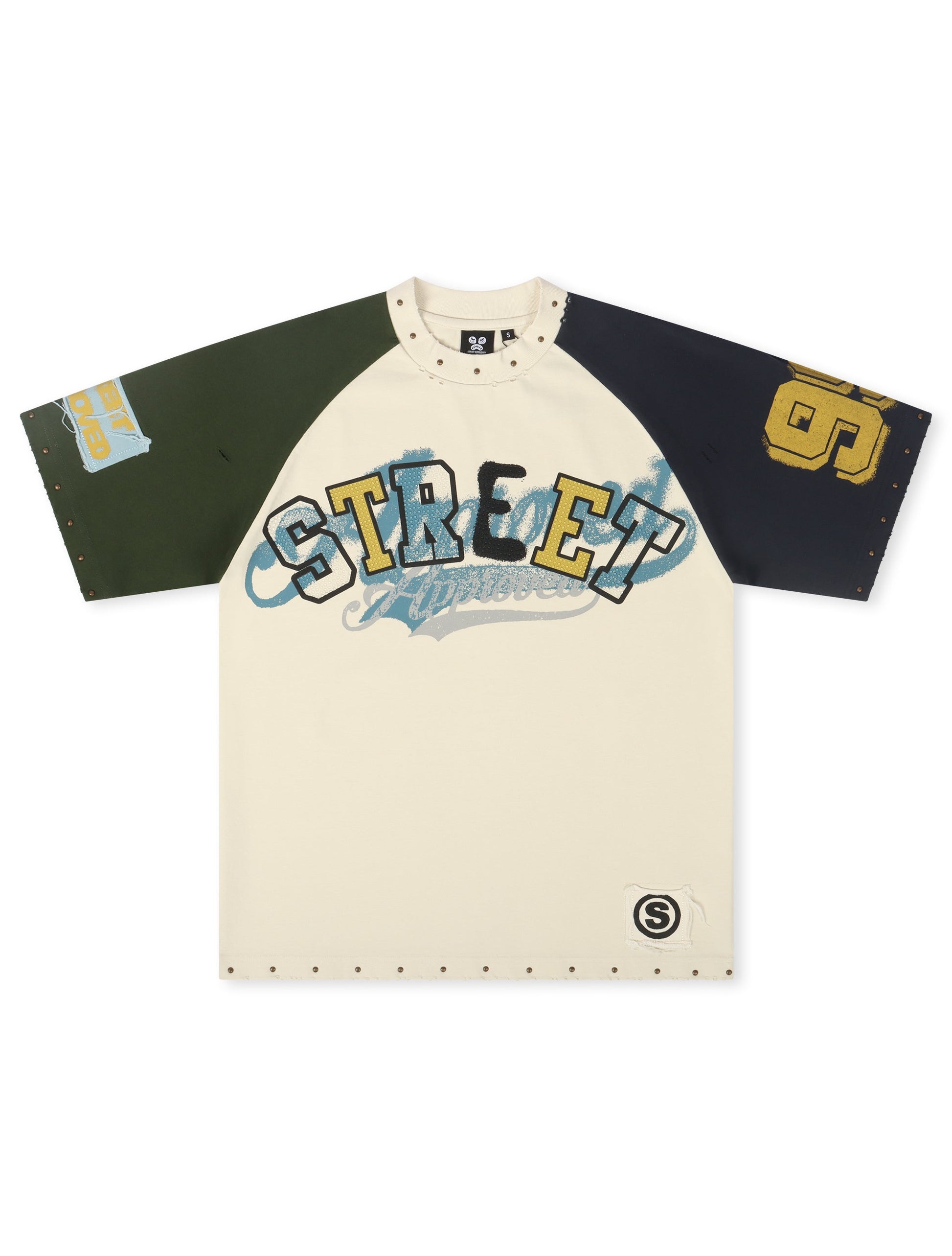 Street Approved Color Block Tee - Cream Denim Exchange