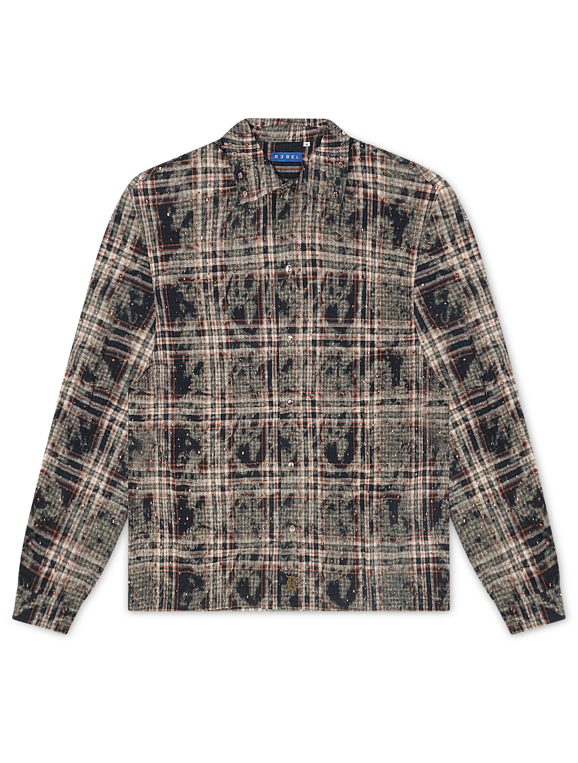 Rebel Denim Rhinestone Flannel - Navy Denim Exchange