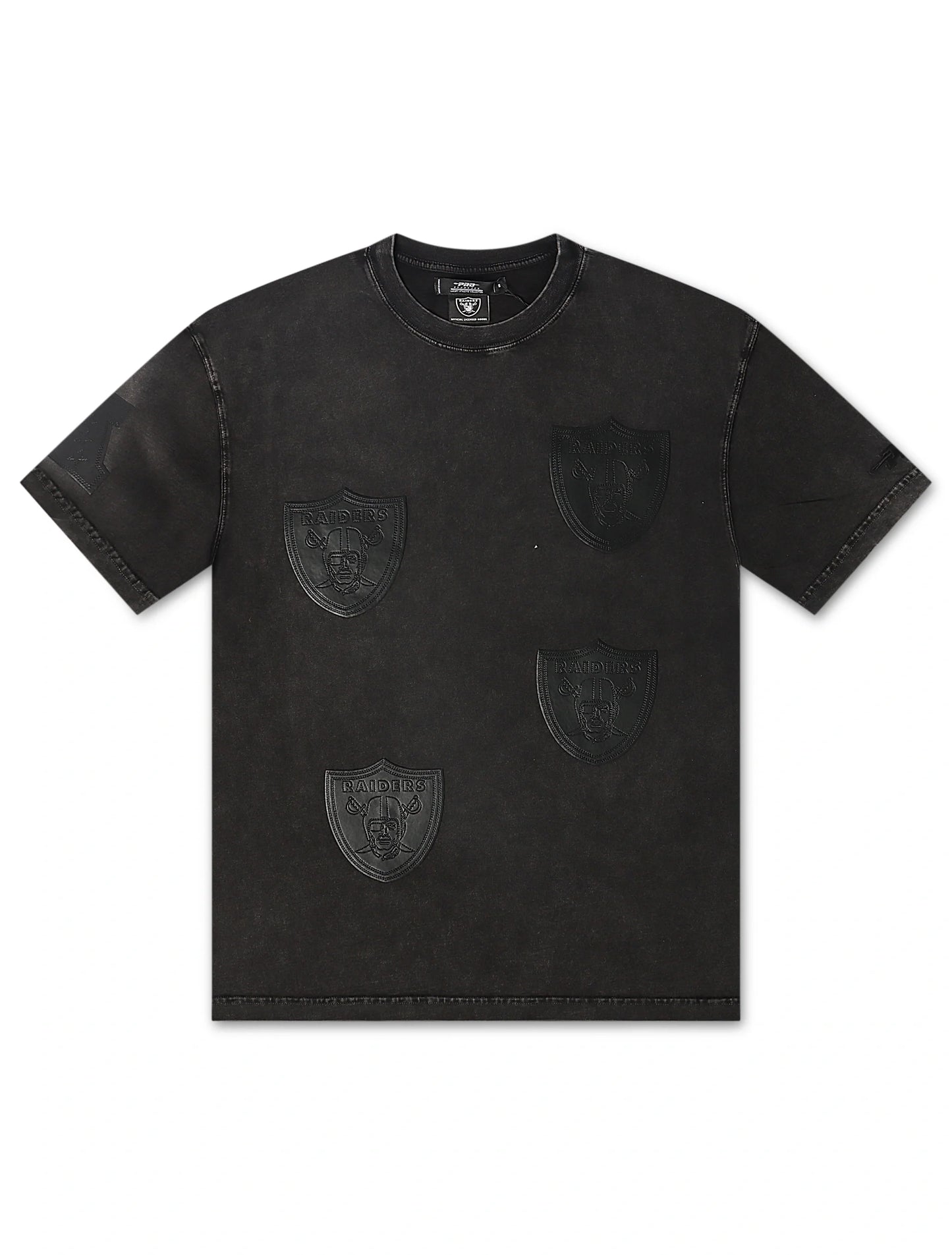 Pro Standard Raiders All-Over Logo Tee - Washed Black Denim Exchange