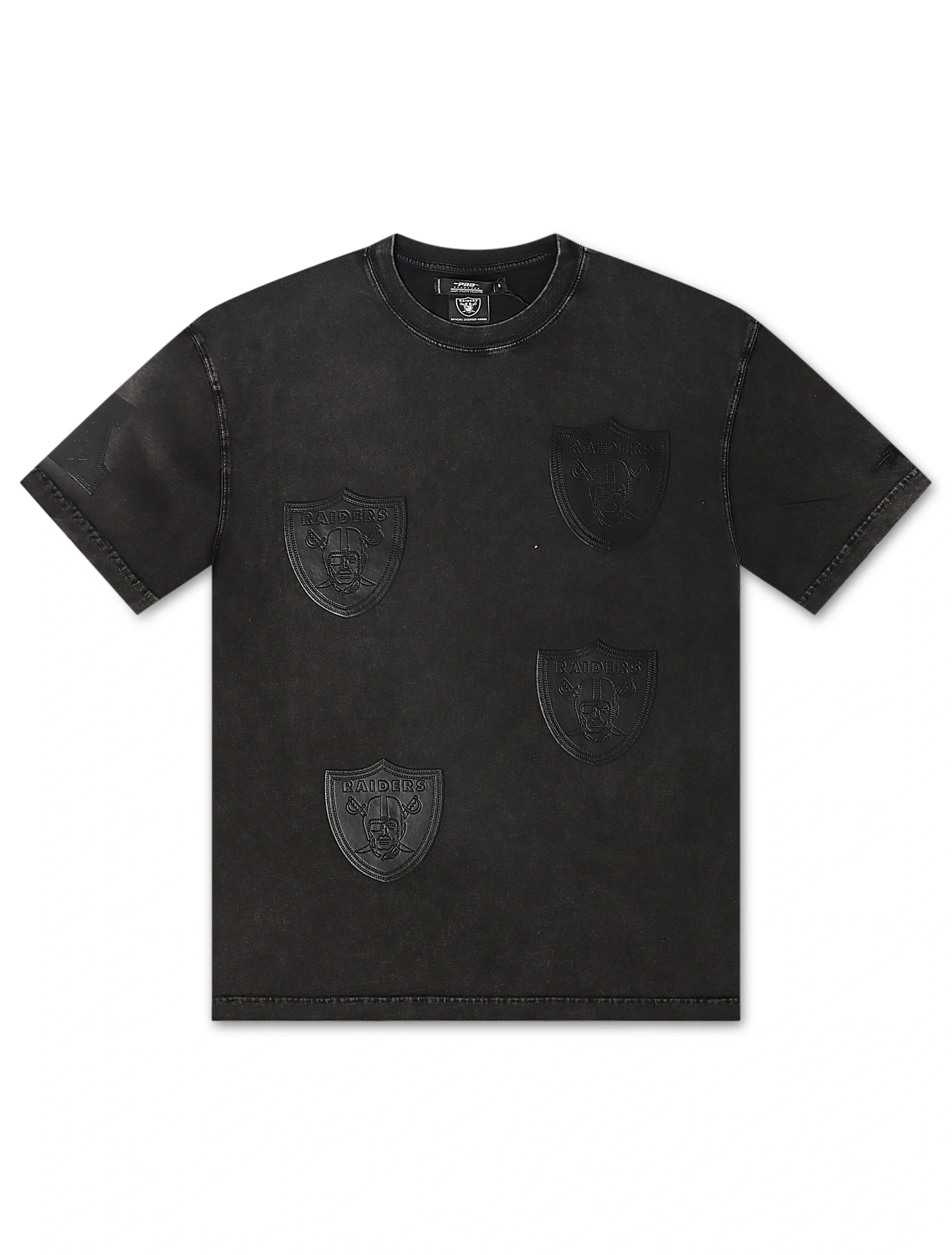 Pro Standard Raiders All-Over Logo Tee - Washed Black Denim Exchange