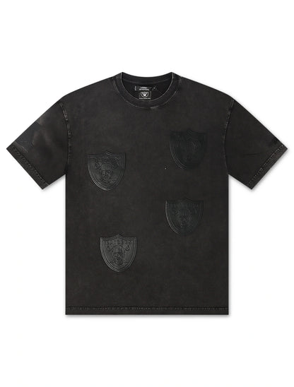 Pro Standard Raiders All-Over Logo Tee - Washed Black Denim Exchange