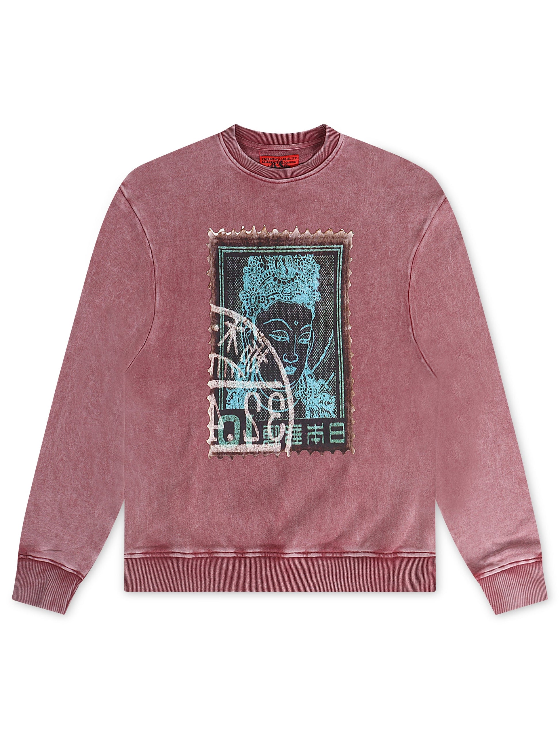 Vicious Denim Graphic Crewneck - Acid Burgundy Denim Exchange