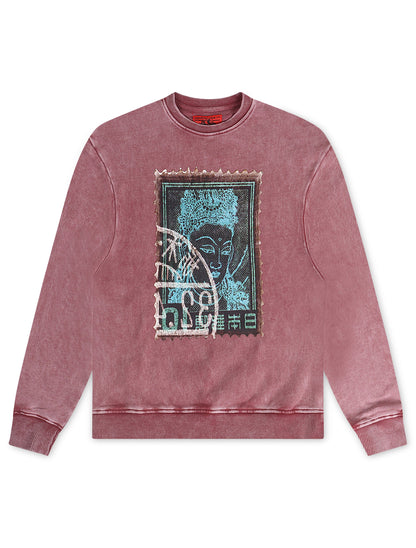 Vicious Denim Graphic Crewneck - Acid Burgundy Denim Exchange