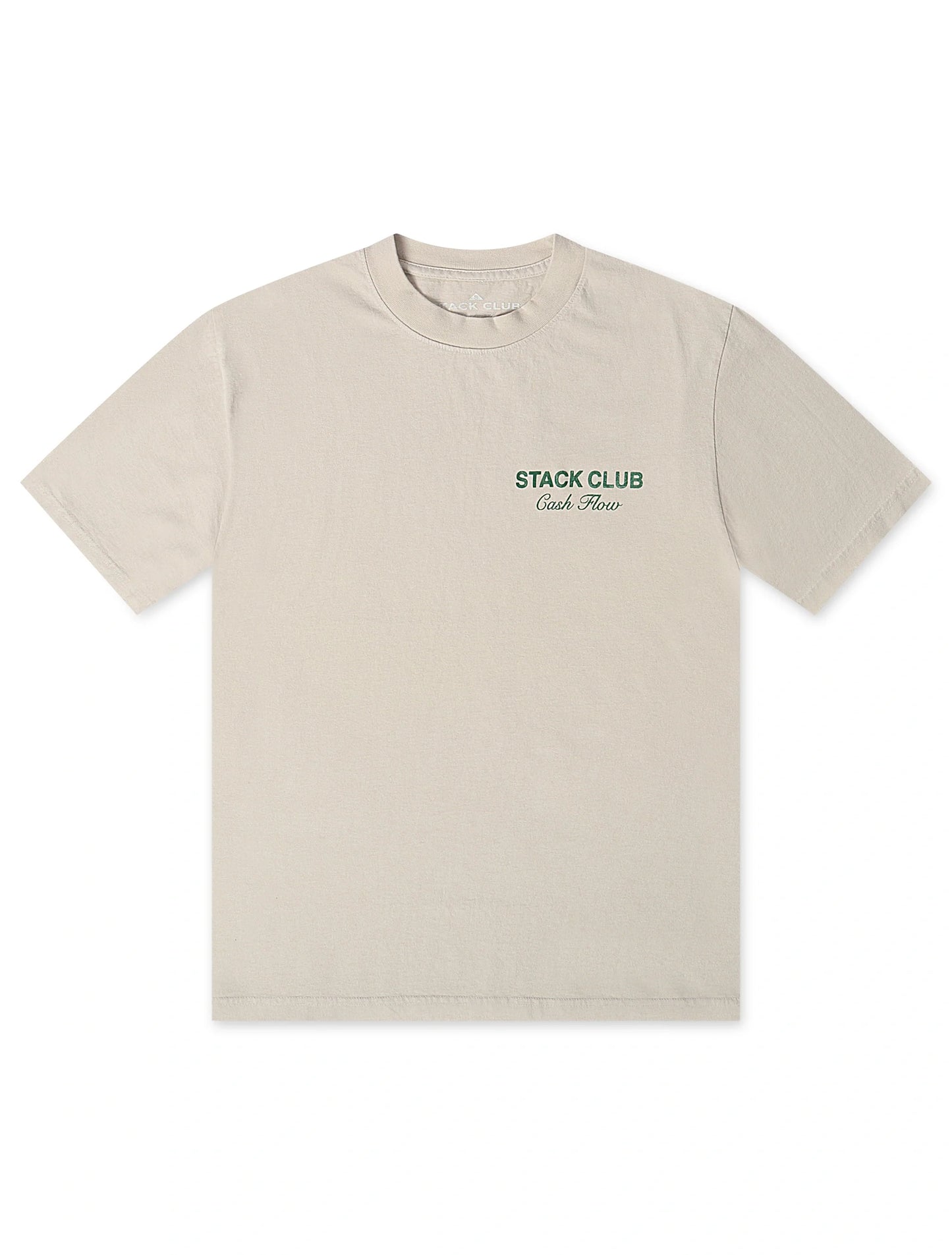 Stack Club Cash Flow Heavyweight Tee - Cream/Green Denim Exchange