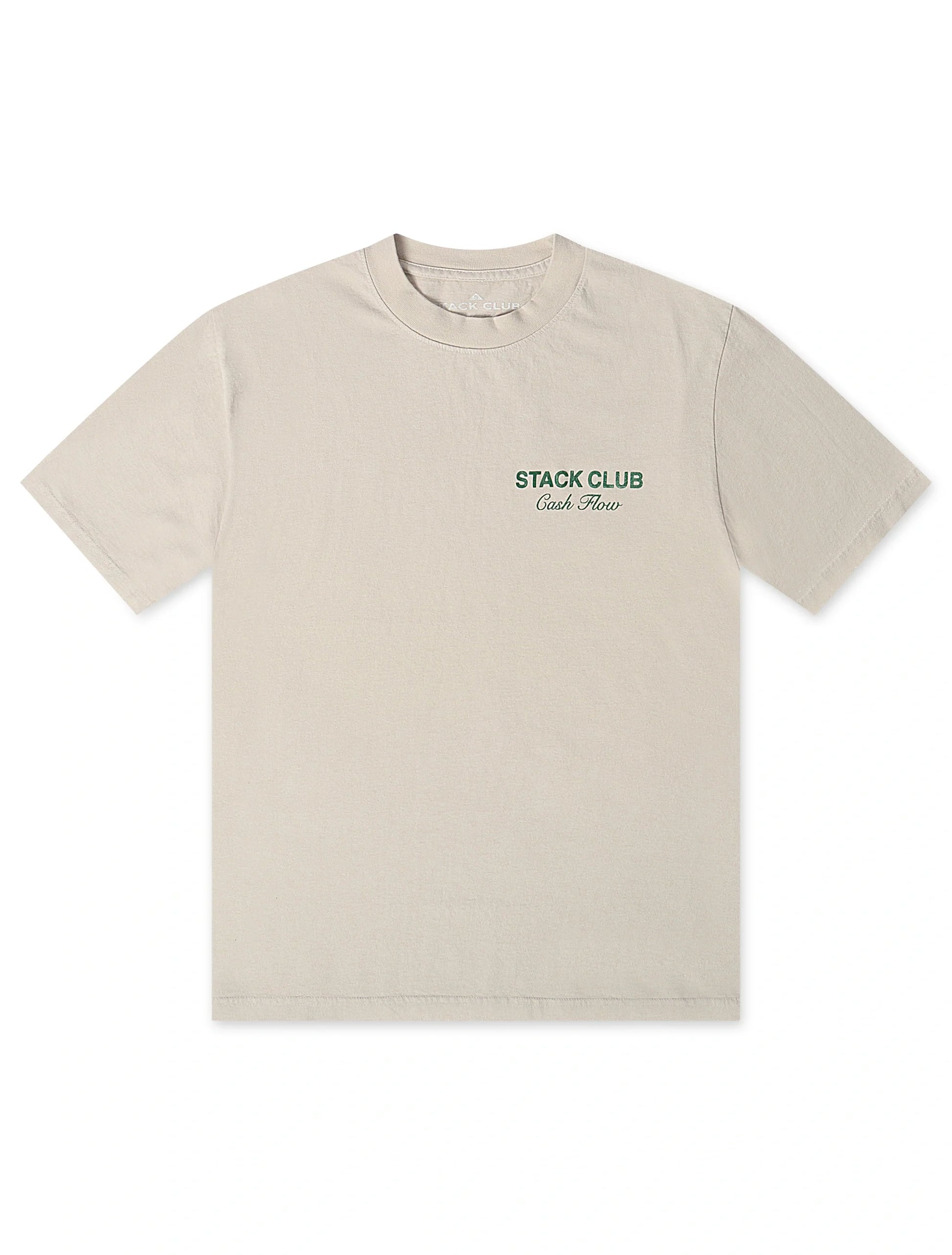 Stack Club Cash Flow Heavyweight Tee - Cream/Green Denim Exchange