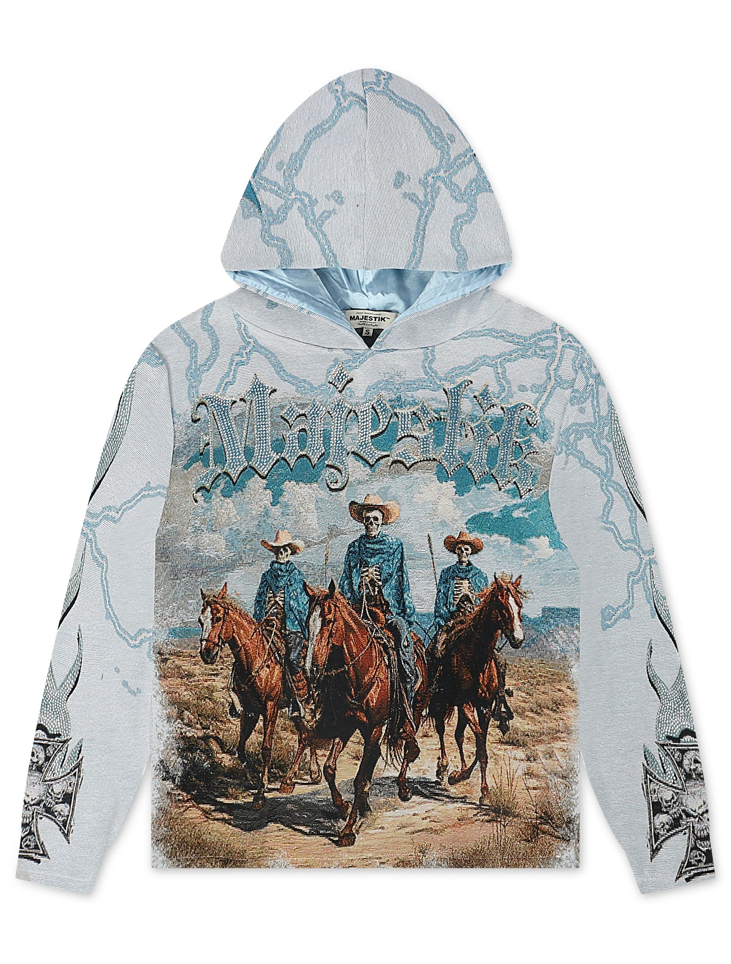 Majestik Mens Invasion Tapestry Hoodie - Blue Denim Exchange