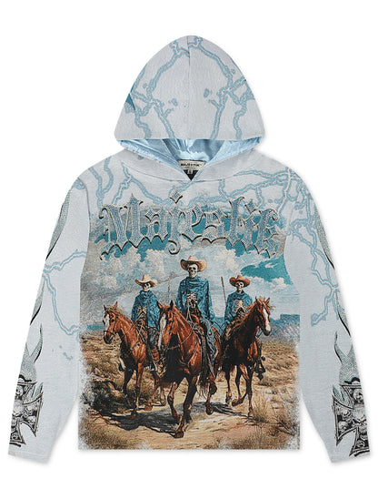 Majestik Mens Invasion Tapestry Hoodie - Blue Denim Exchange