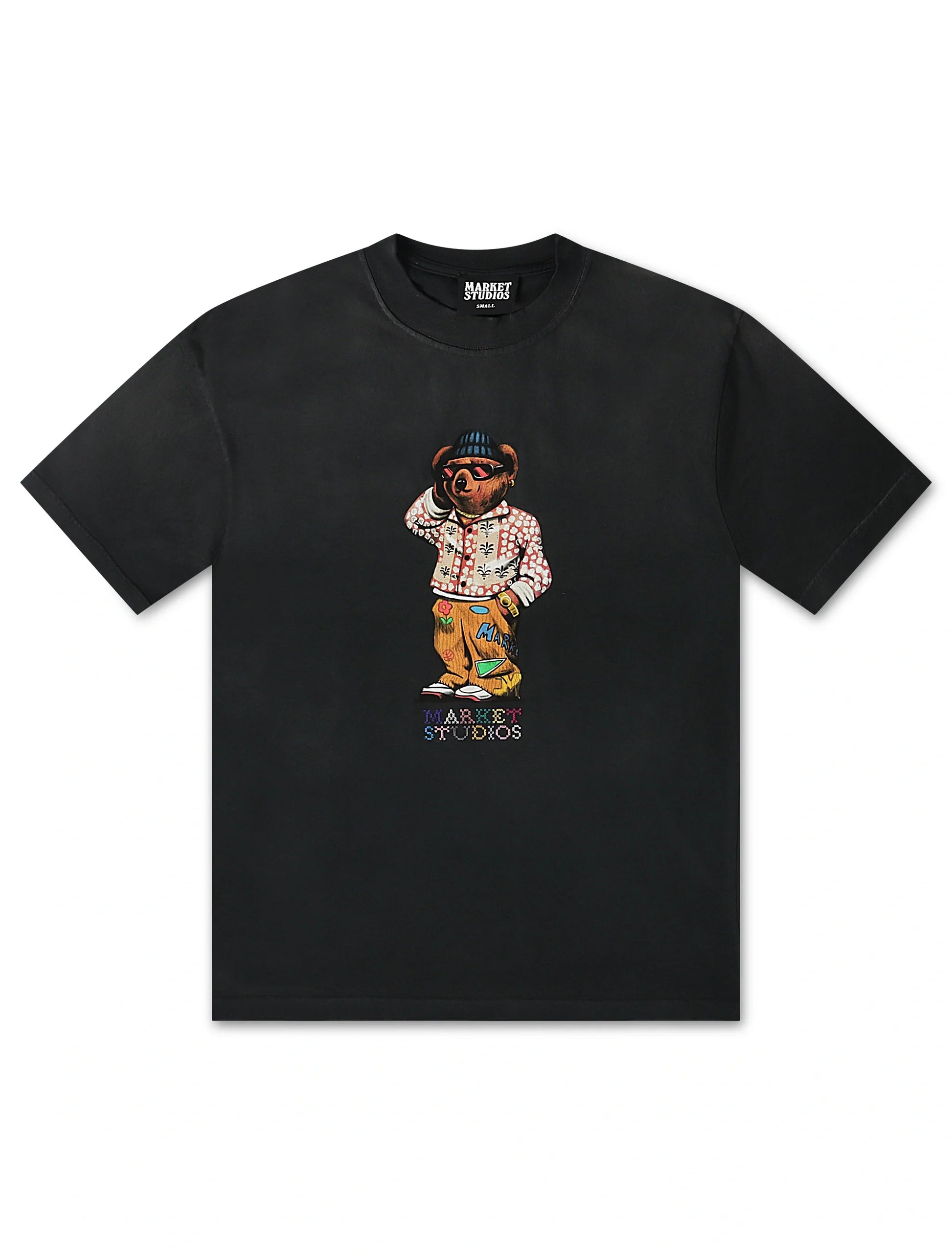 Market Studios Folk Fitted Bear Tee - Pirate Black Denim Exchange
