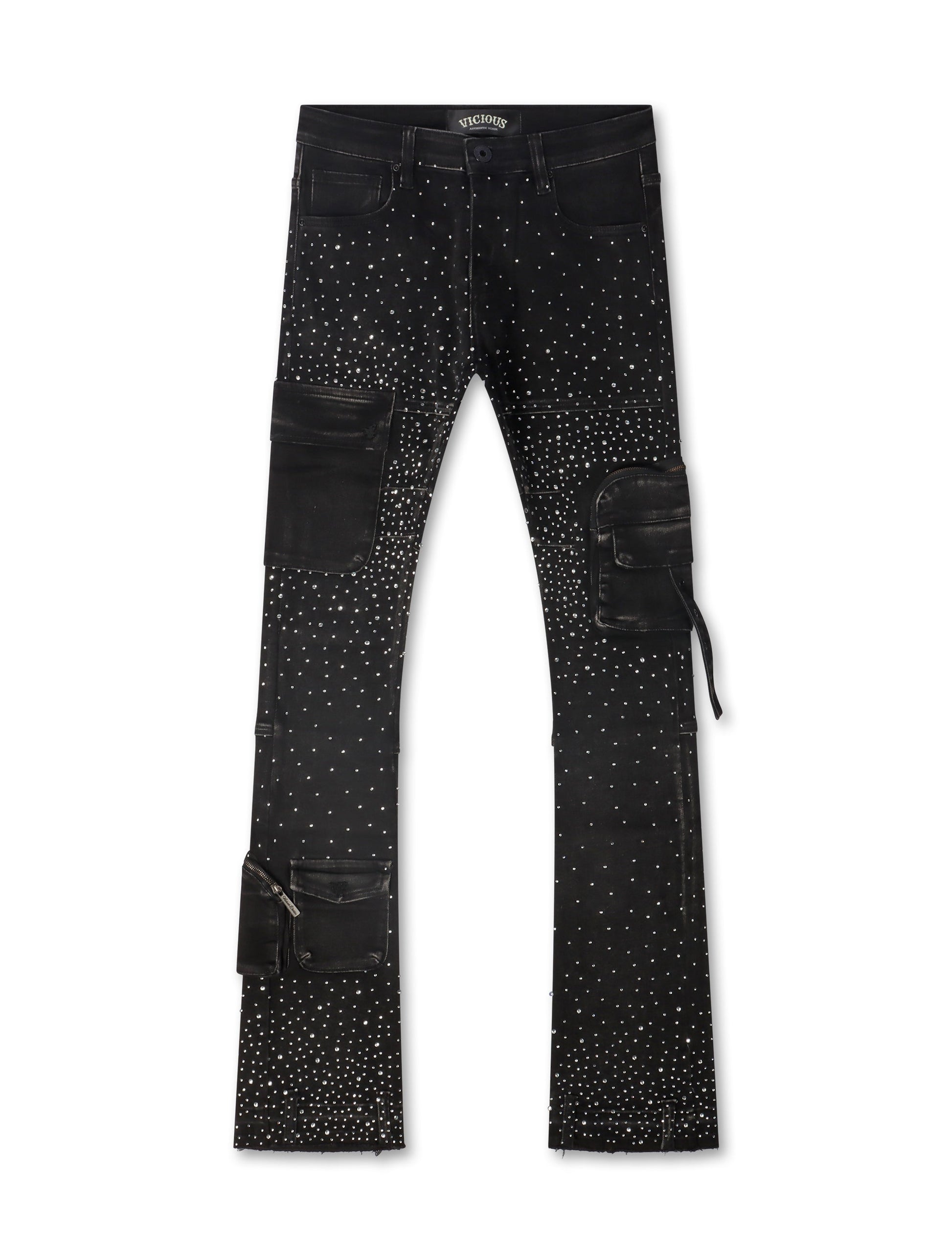 Vicious Denim All Over Rhinestone Jeans - Black Denim Exchange
