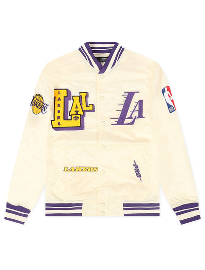 Pro Standard LA Lakers Rib Satin Jacket - Eggshell Denim Exchange
