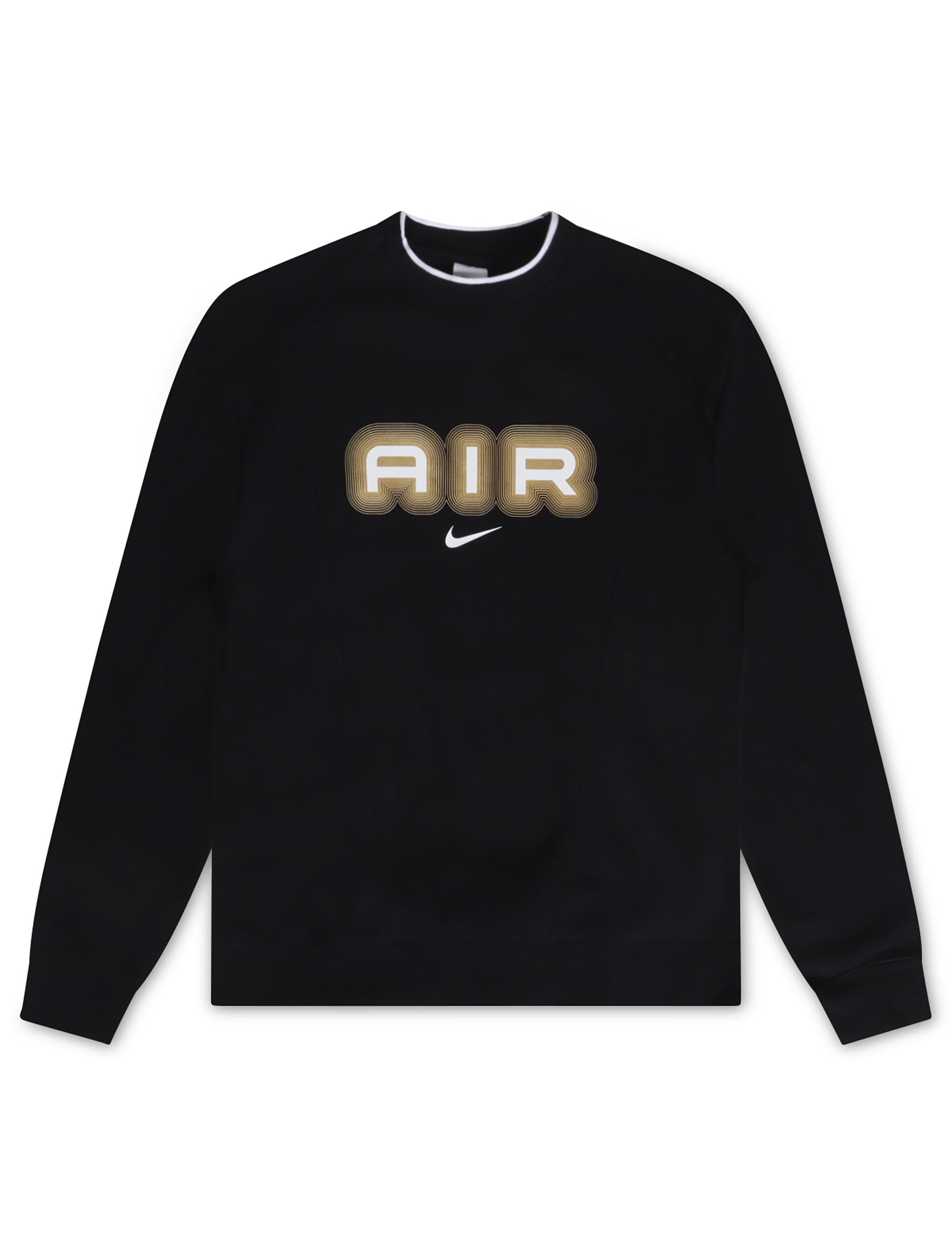 Nike Mens Air Crew Fleece Crewneck - Black/Metallic Gold Denim Exchange