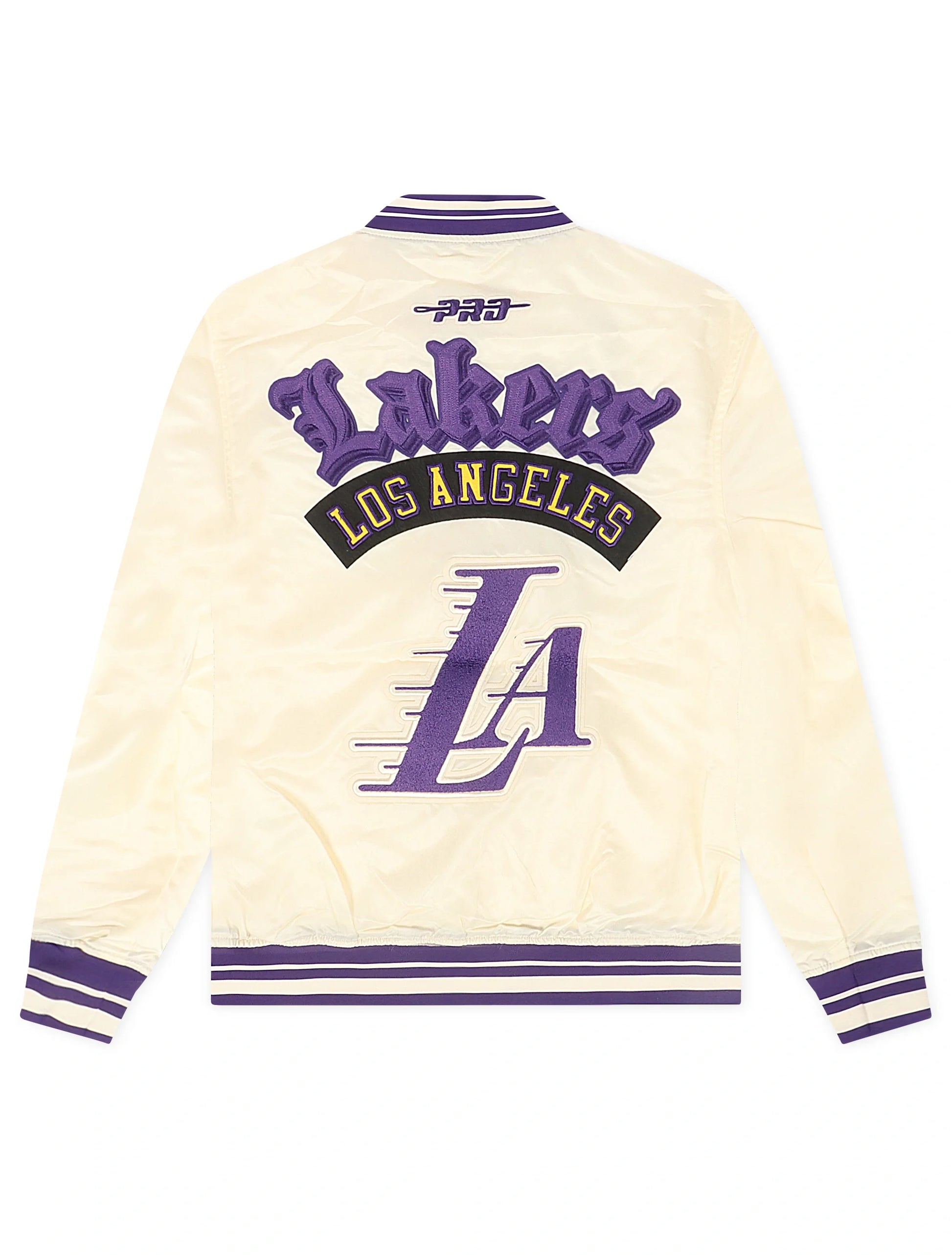 Pro Standard LA Lakers Rib Satin Jacket - Eggshell Denim Exchange