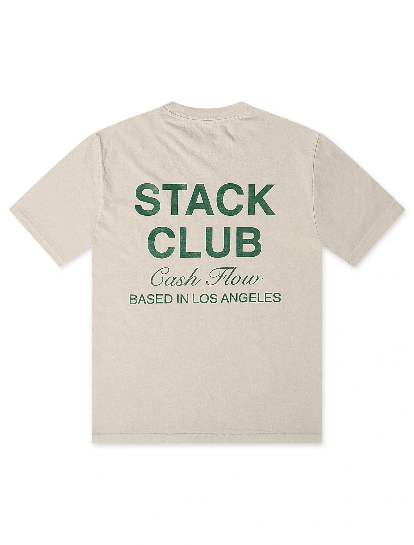 Stack Club Cash Flow Heavyweight Tee - Cream/Green Denim Exchange