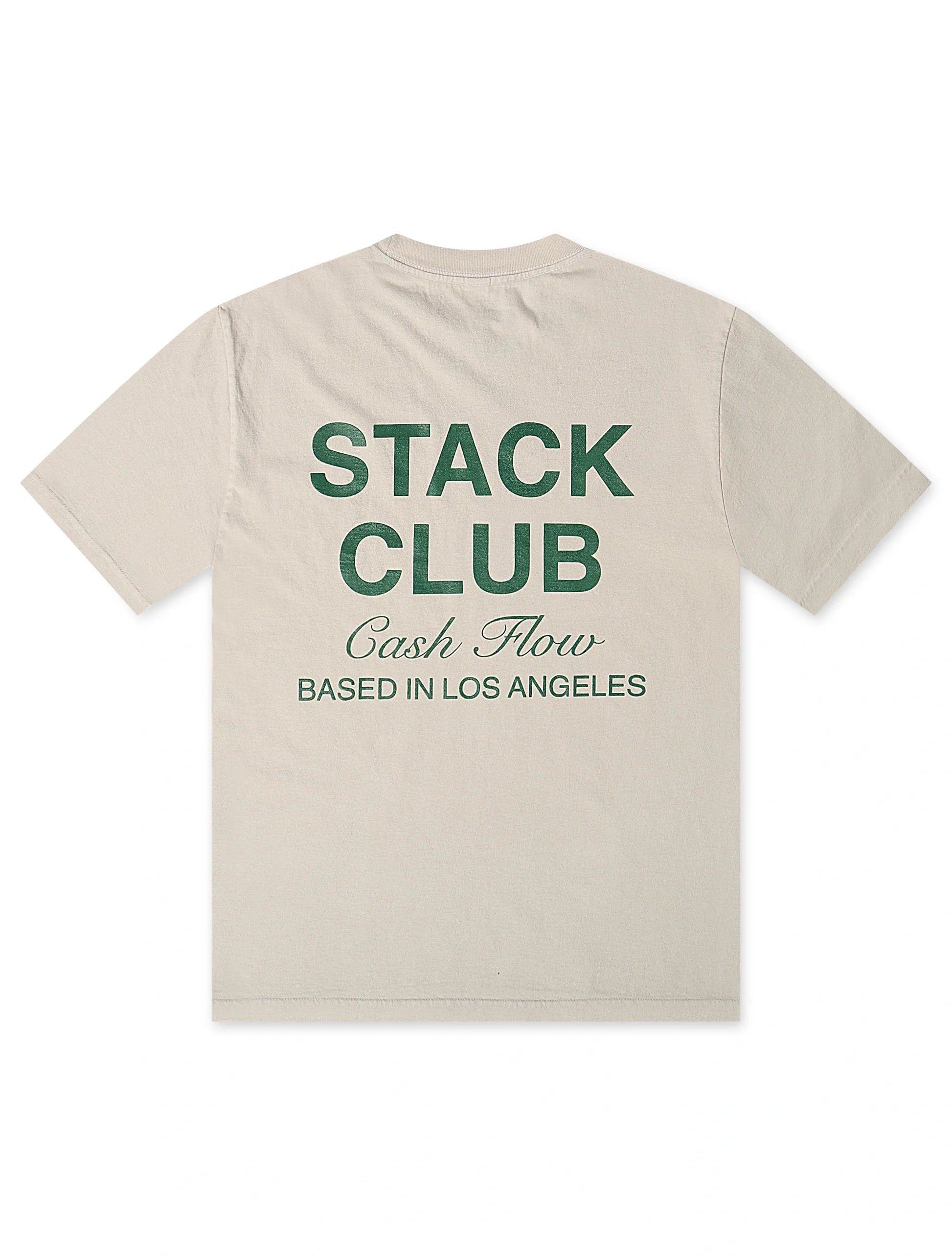 Stack Club Cash Flow Heavyweight Tee - Cream/Green Denim Exchange