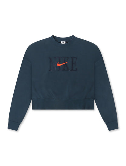 Nike Womens Phoenix Fleece Cropped Crewneck - Armory Navy Denim Exchange