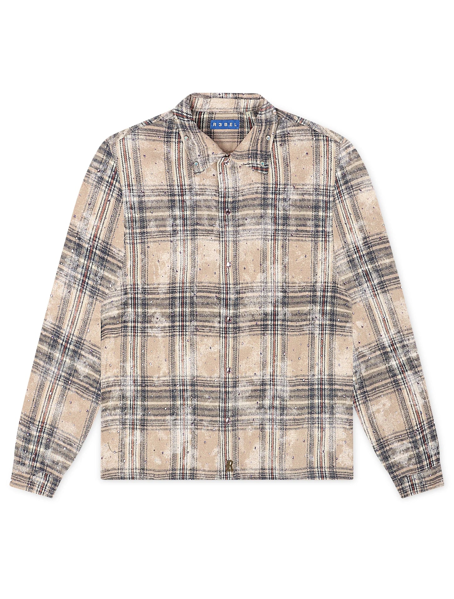 Rebel Denim Rhinestone Flannel - Grey Denim Exchange