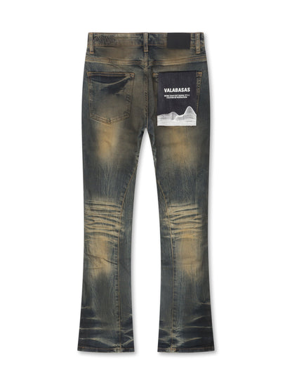 Valabasas Fax Stacked Denim Jeans - Yellow Vintage Blue Denim Exchange