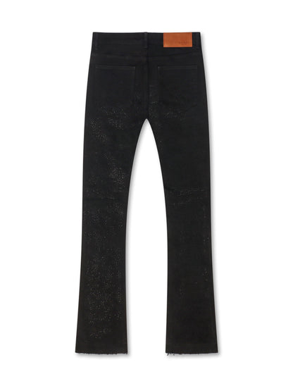 Waimea Rhinestone Stacked Fit Jeans - Jet Black Denim Exchange