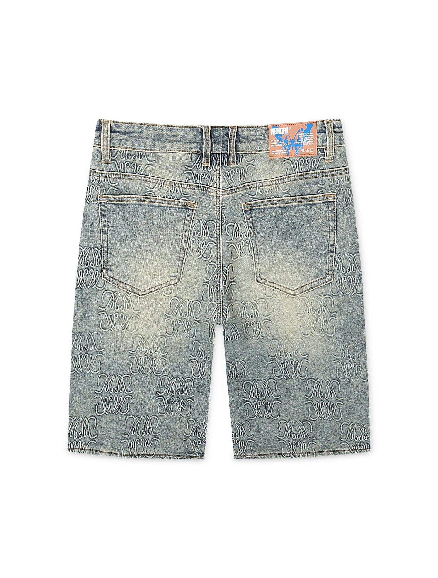 Memory Lane Monogram Denim Short - Blue Rinse Denim Exchange