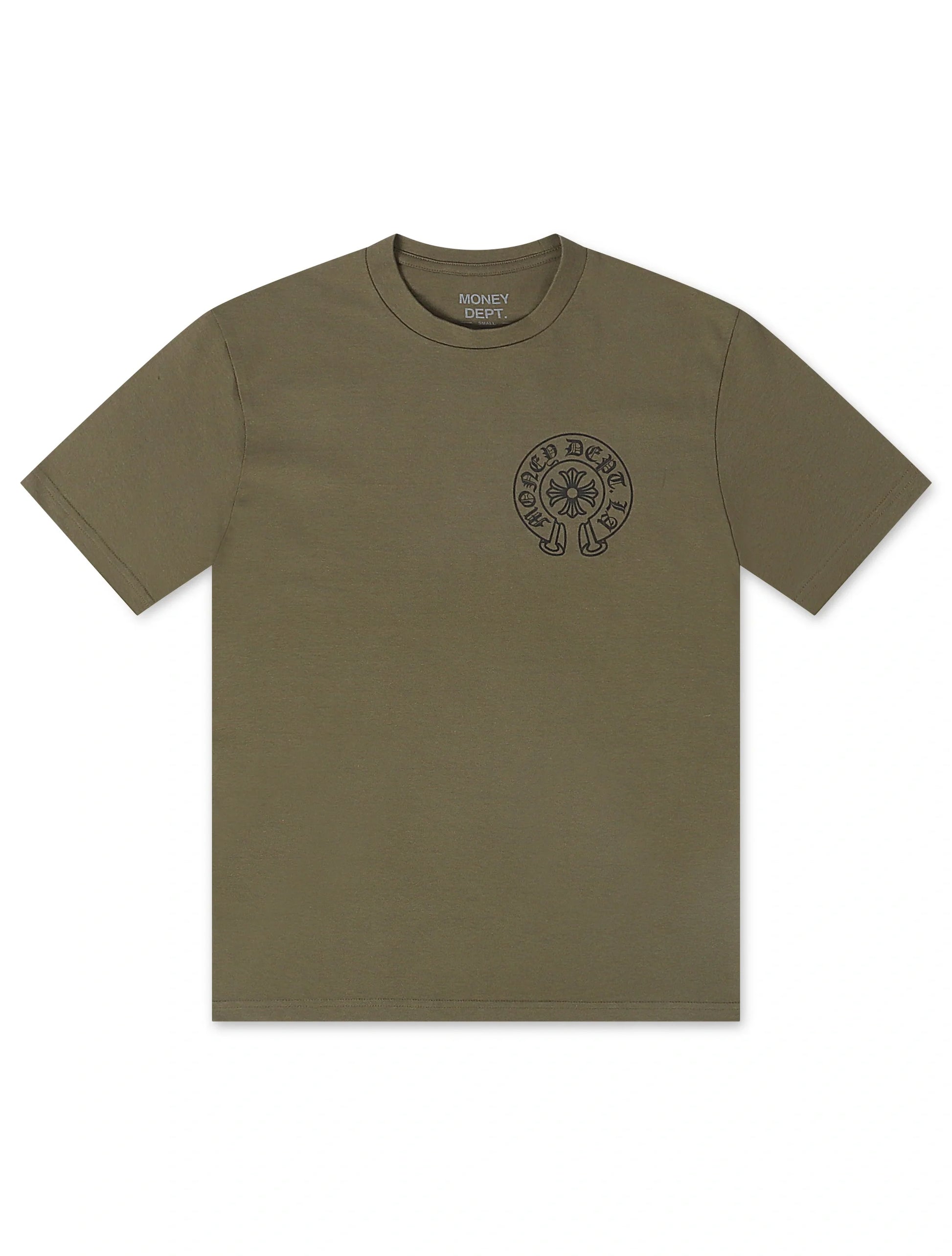 Money Dept. Vintage Old English Tee - Olive/Black Denim Exchange