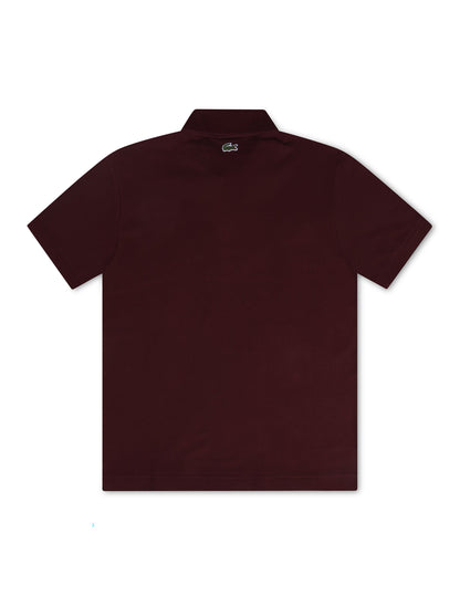 Lacoste Signature Print Polo Shirt - Bordeaux Denim Exchange