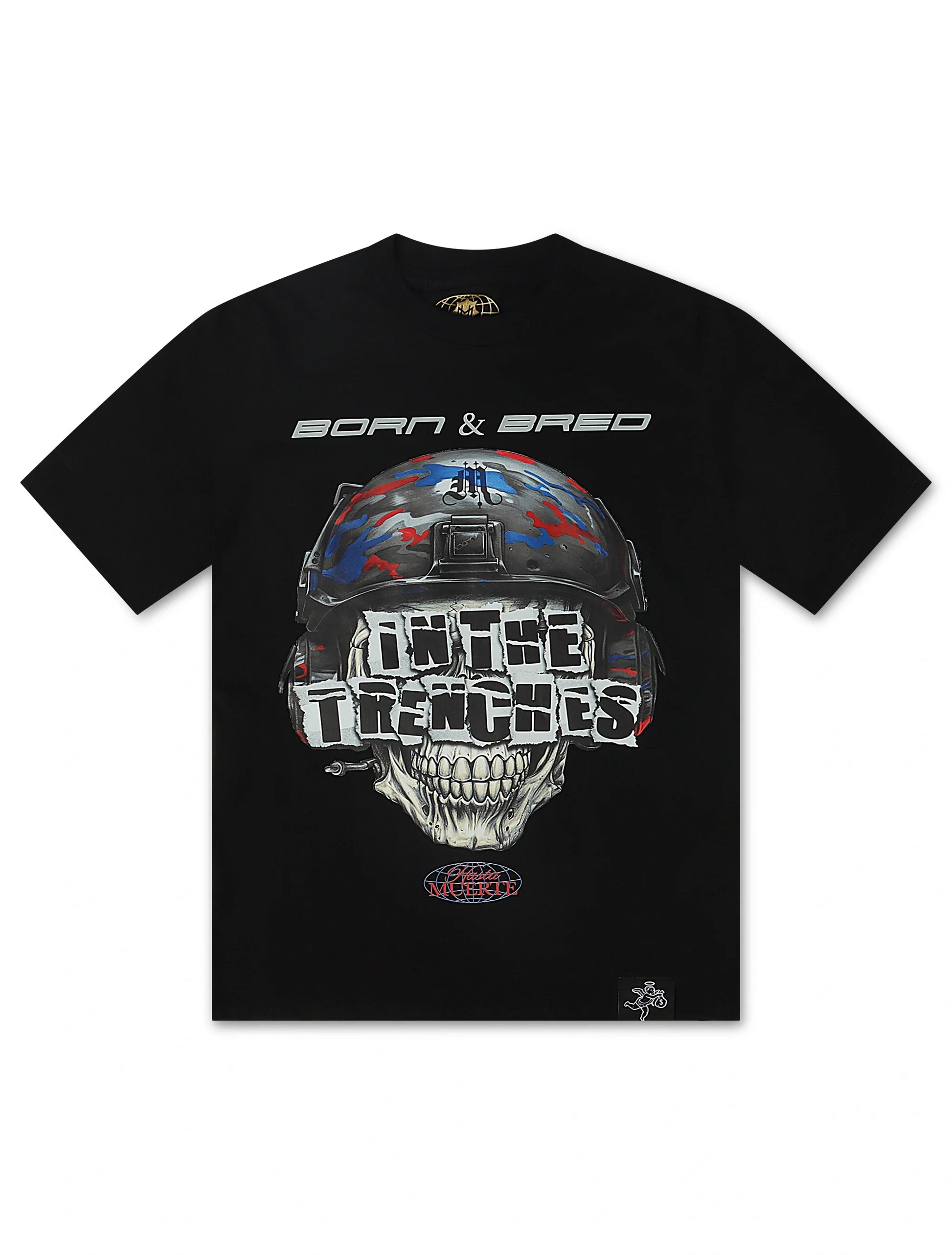 Hasta Muerte AJ4 Trench Skull Tee - Black Denim Exchange