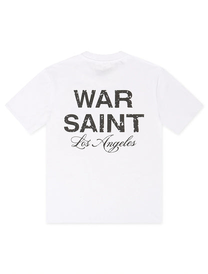 Warsaint LA Script Tee - White/Black Denim Exchange