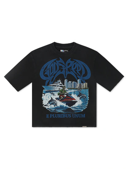 Godspeed GMYC Wave Runner Boxy Tee - Black Denim Exchange