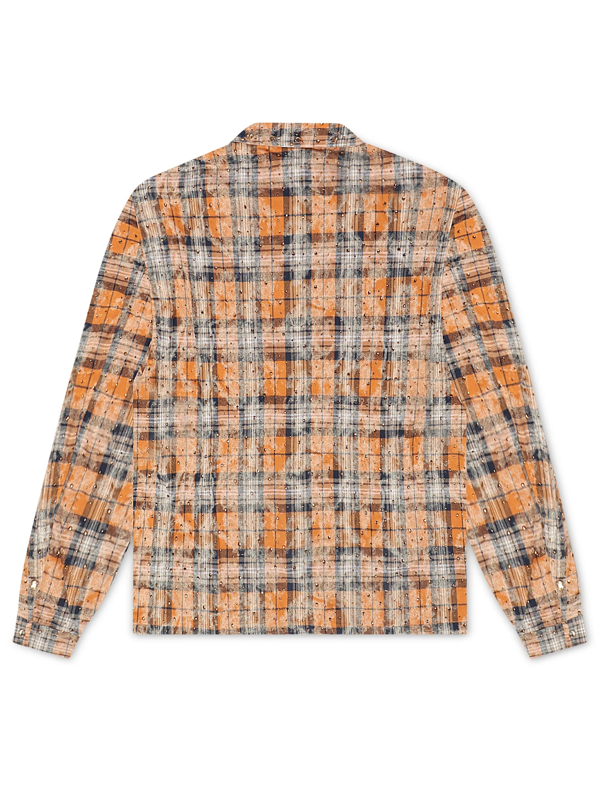 Rebel Denim Rhinestone Flannel - Orange Denim Exchange
