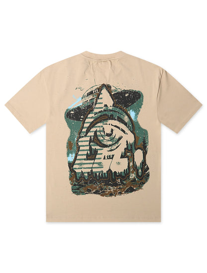 Starseed Here On A Mission Tee - Beige Denim Exchange