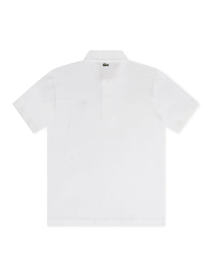 Lacoste Signature Print Polo Shirt - White Denim Exchange