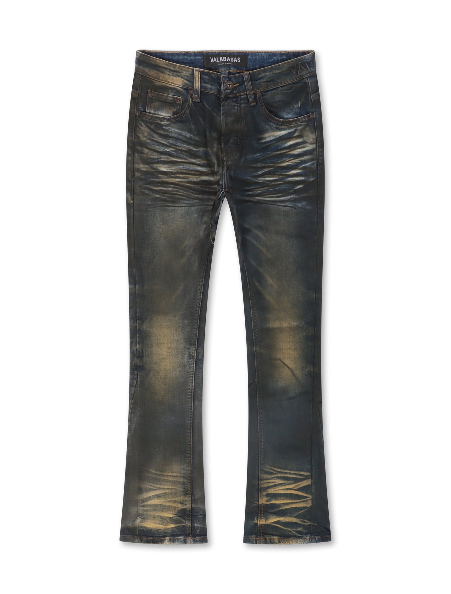 Valabasas Fax Stacked Denim Jeans - Vintage Blue Wash Denim Exchange