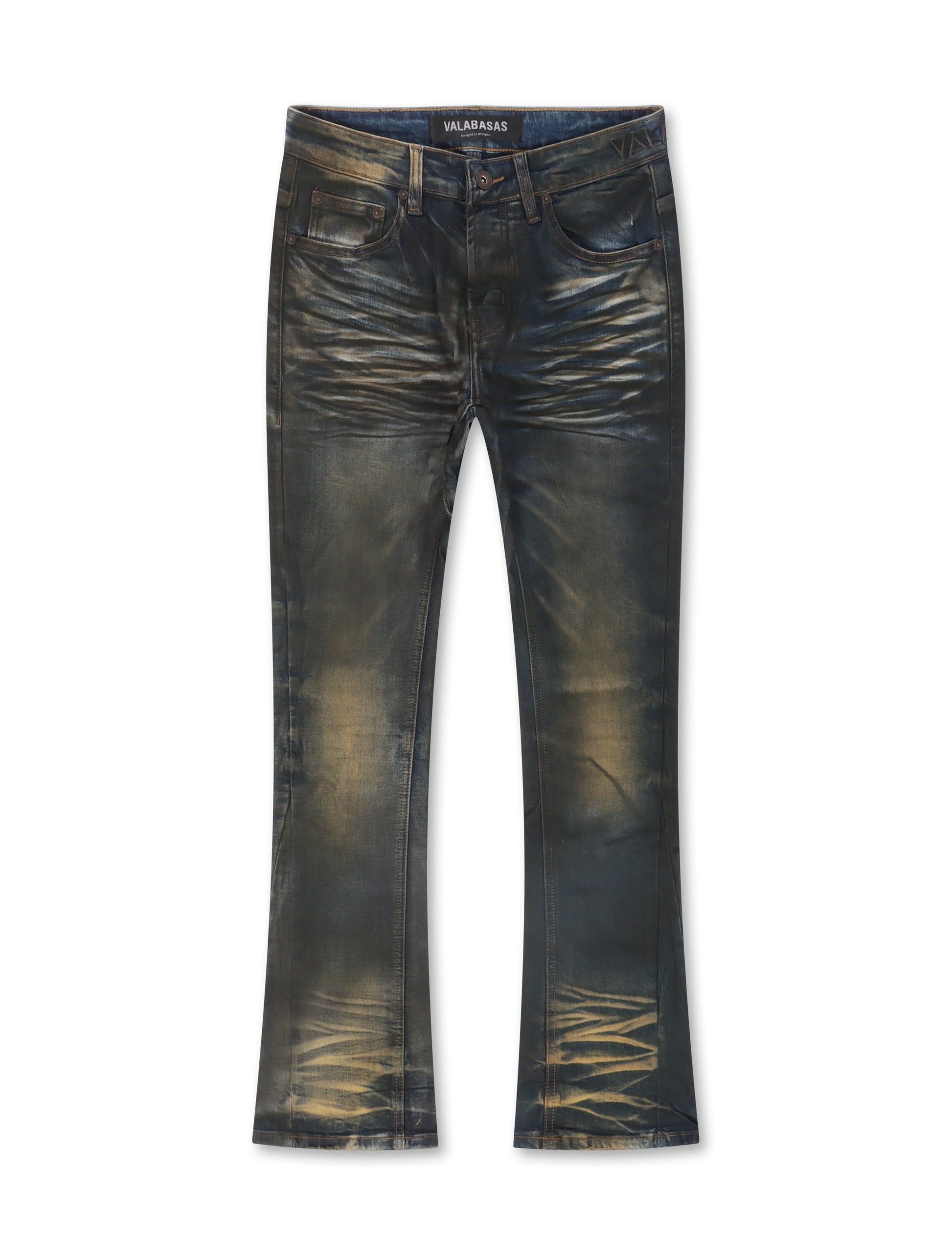 Valabasas Fax Stacked Denim Jeans - Vintage Blue Wash Denim Exchange