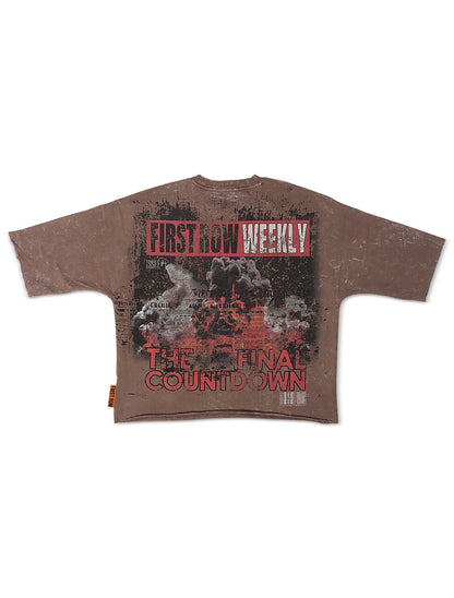 First Row Countdown Cropped Tee - Caffe Denim Exchange