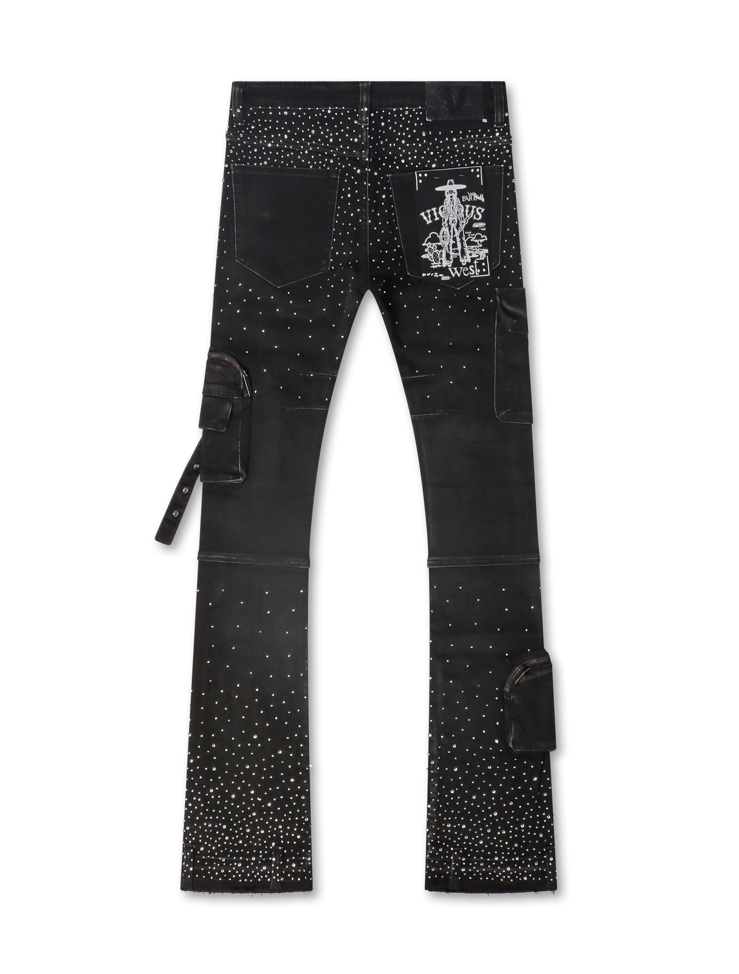 Vicious Denim All Over Rhinestone Jeans - Black Denim Exchange