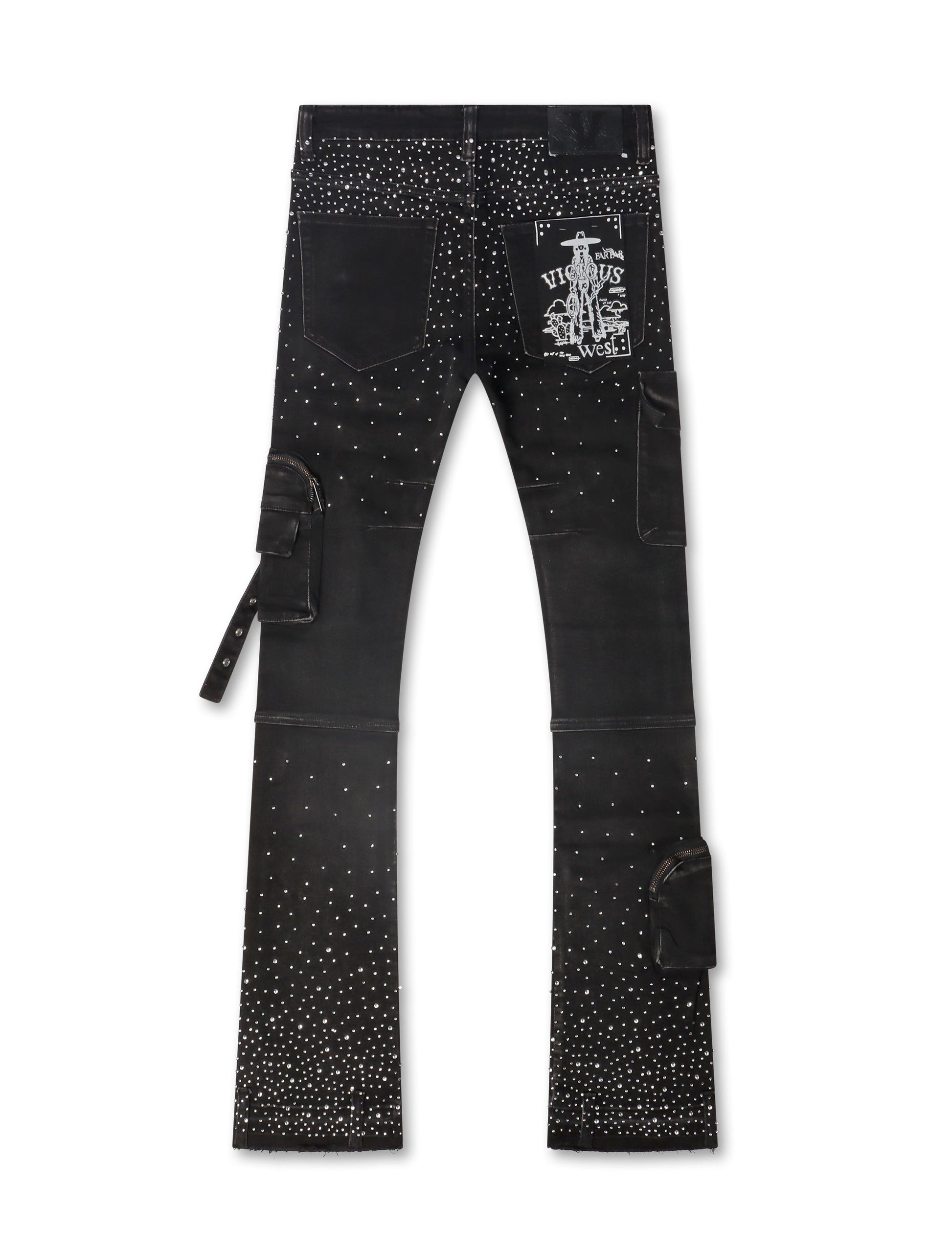 Vicious Denim All Over Rhinestone Jeans - Black Denim Exchange