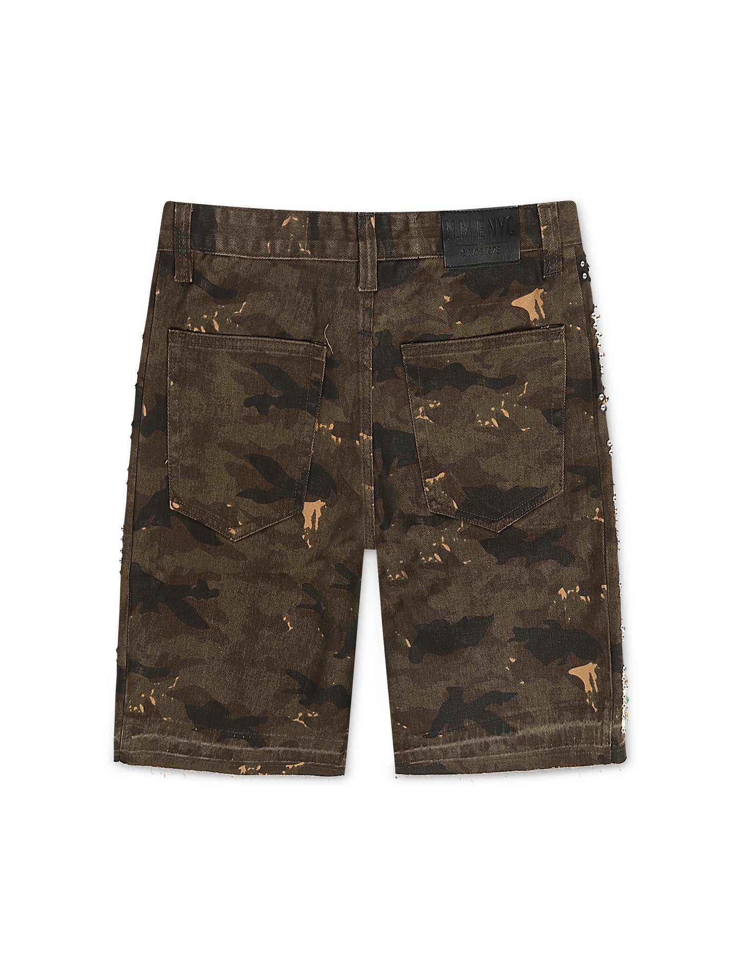 N.M.E NYC Enemy Army '97 Denim Shorts - Camo Wash Denim Exchange