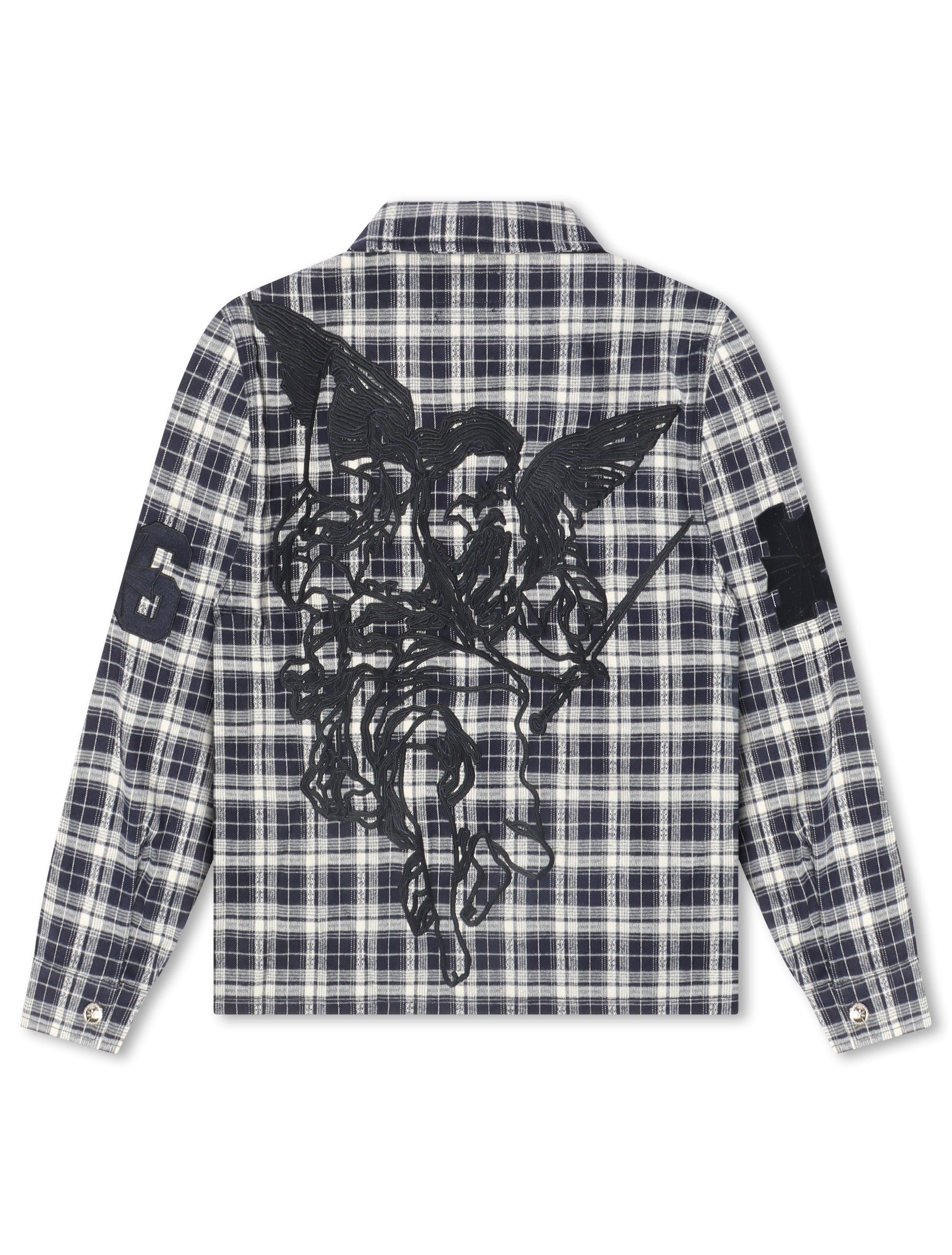 Revenge Valkyrie Embroidered Flannel - Navy Denim Exchange