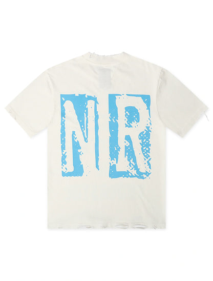 November Reign Everything I Love Hand Shredded Tee - White Denim Exchange