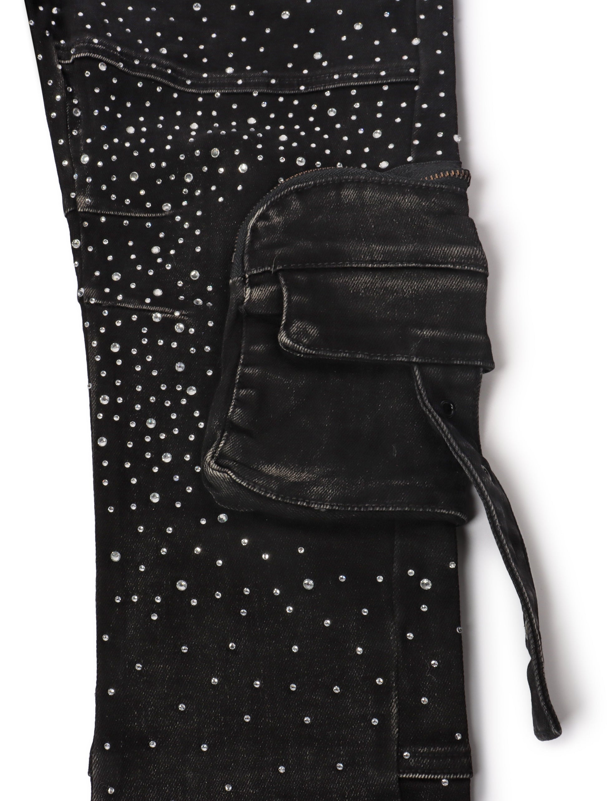 Vicious Denim All Over Rhinestone Jeans - Black Denim Exchange