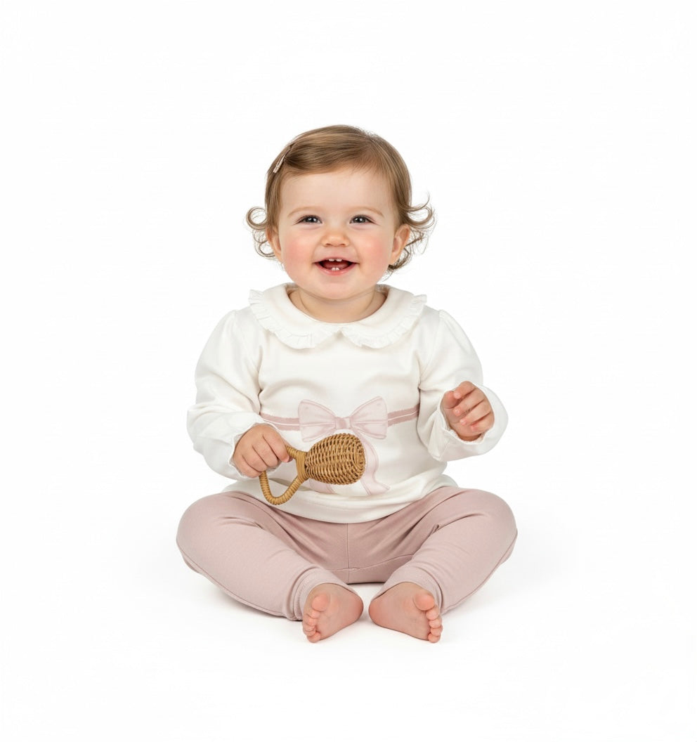 Organic Blush Ribbon Ruffle Set Honey and Hive
