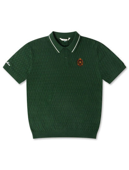Malbon Crest Knit Polo - Myrtle Denim Exchange