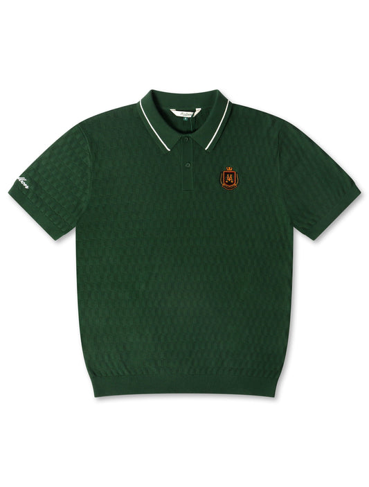 Malbon Crest Knit Polo - Myrtle Denim Exchange