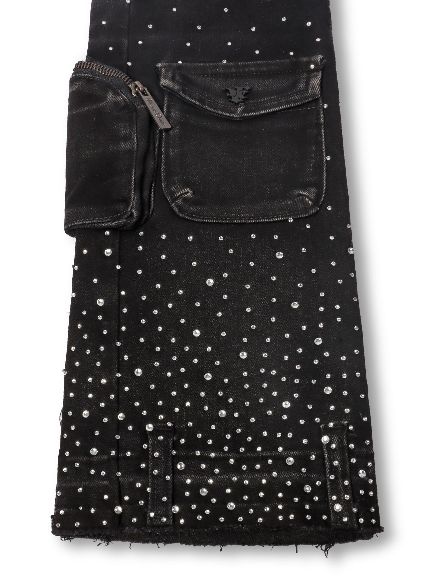 Vicious Denim All Over Rhinestone Jeans - Black Denim Exchange