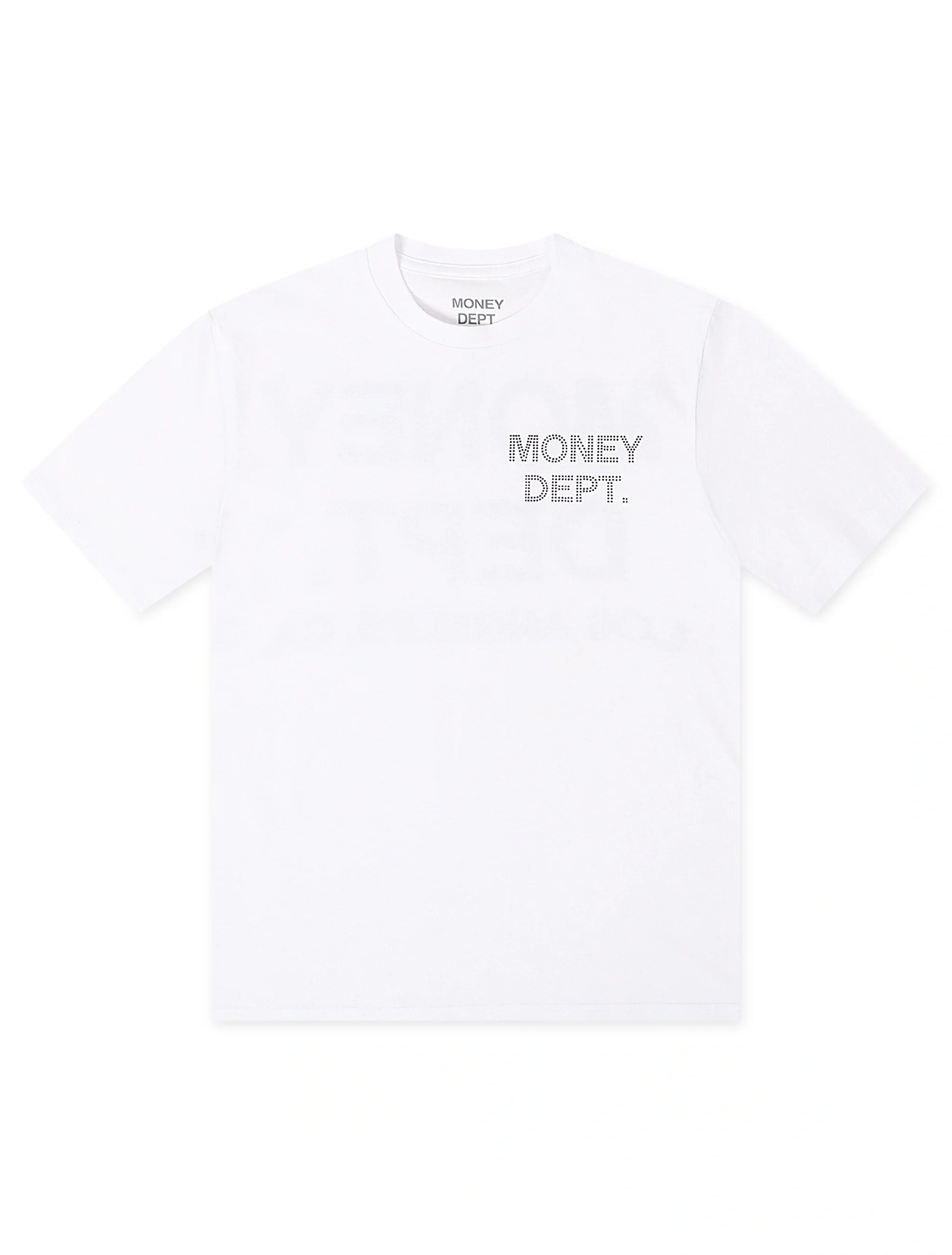 Money Dept. Rhinestone Tee - White/Black Denim Exchange